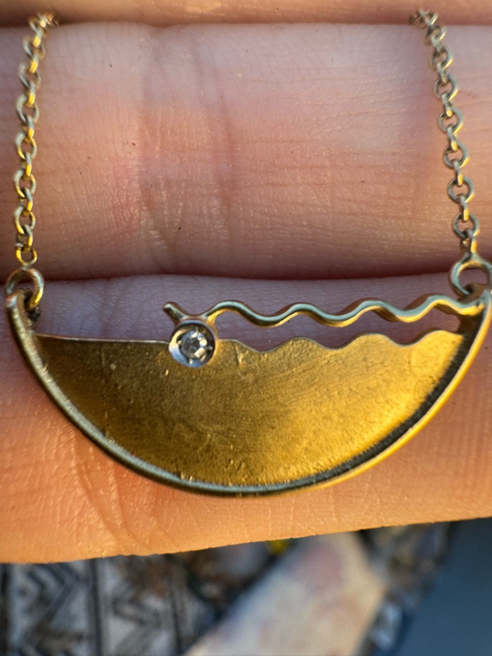 Antique solid 10k gold genuine diamond art deco necklace - Picture 4 of 13